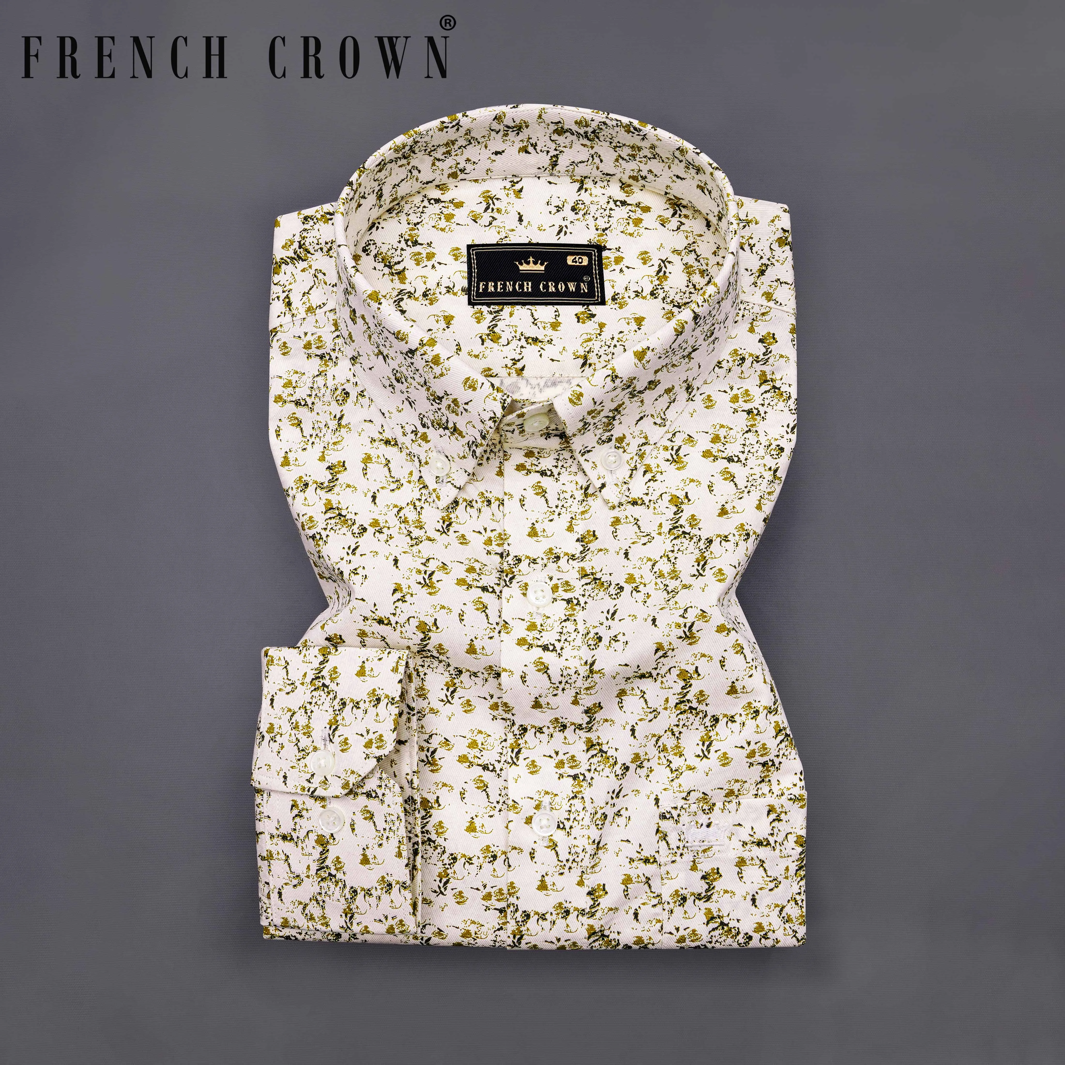 Amour Cream Ditsy Printed Twill Premium Cotton Shirt