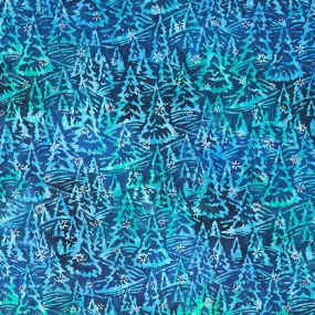 Artisan Batiks - Snowscape Forest Lapis Metallic Yardage