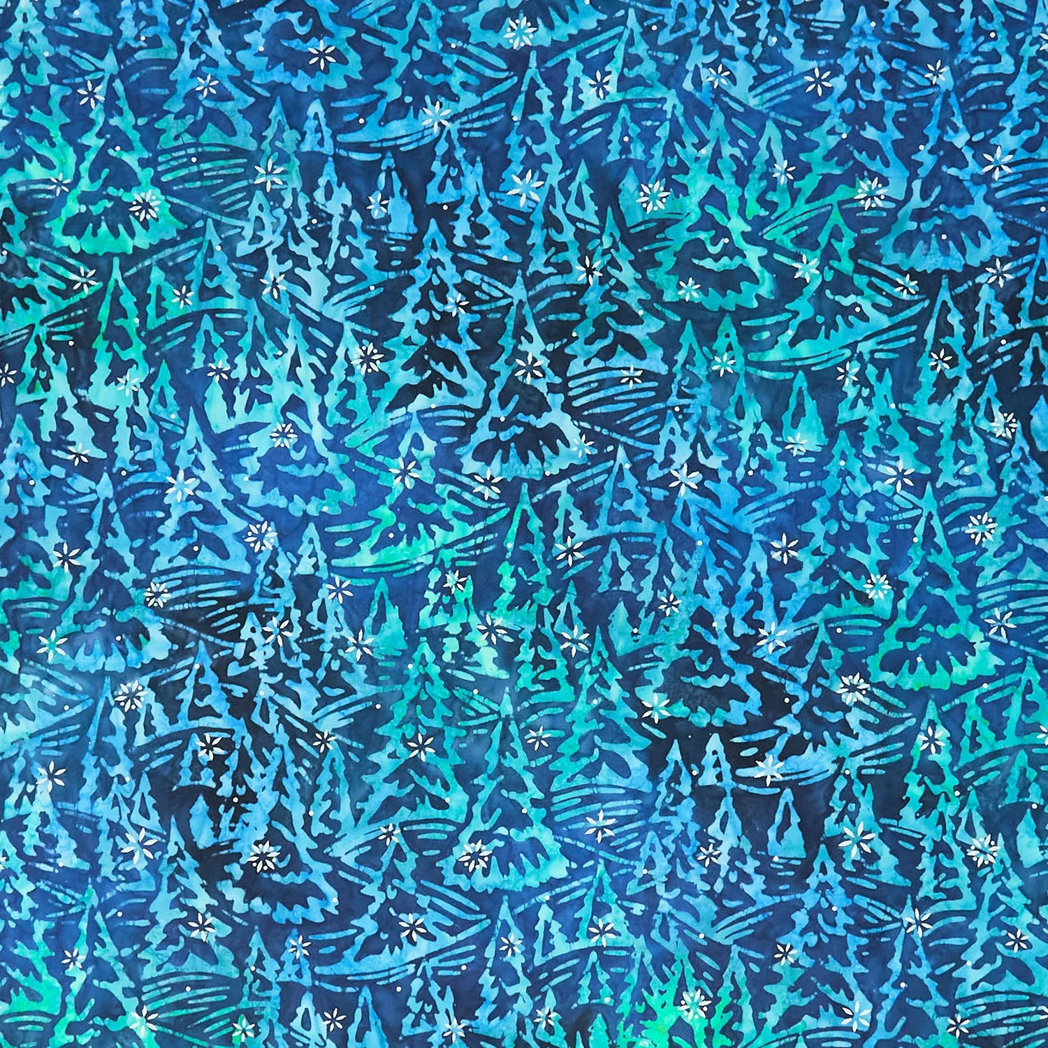 Artisan Batiks - Snowscape Forest Lapis Metallic Yardage