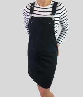 Black Denim Pinafore Maternity Dress