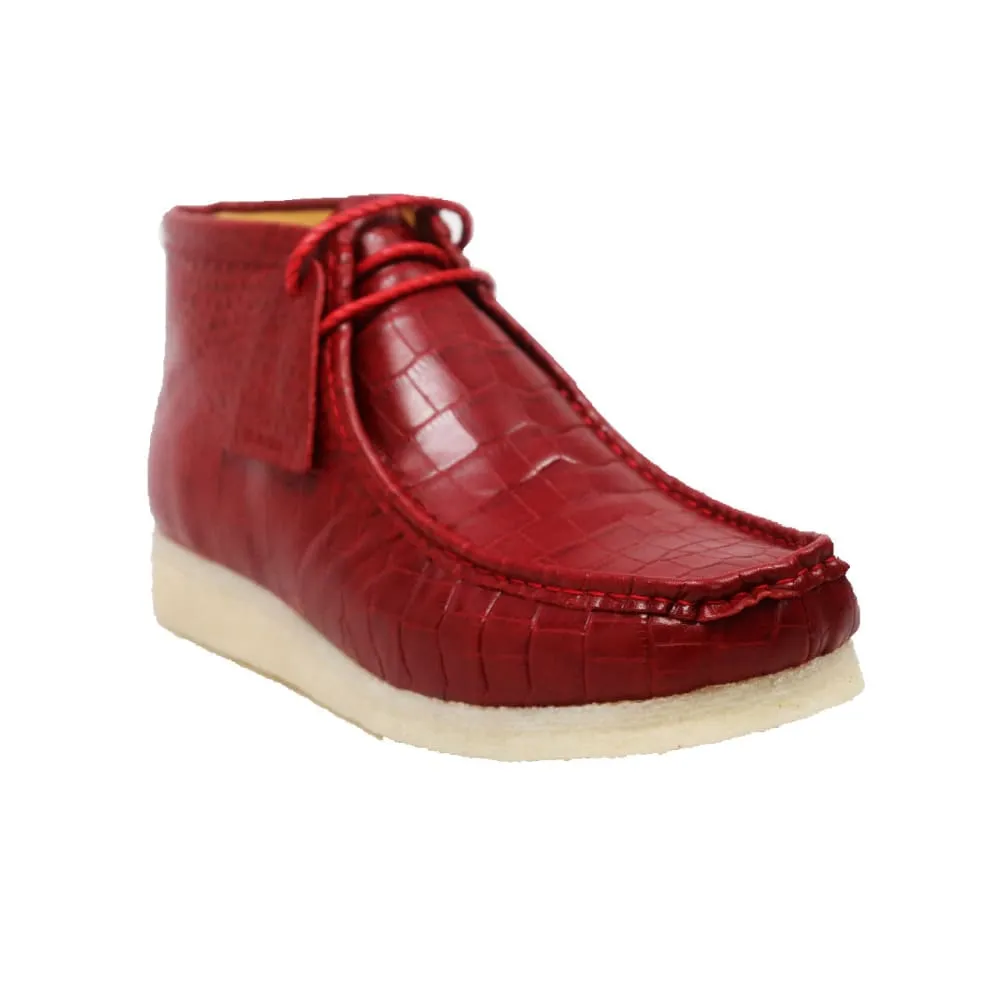 British Walkers Wallabee Boot Gators Men's Red Alligator Leather Ankle Boots