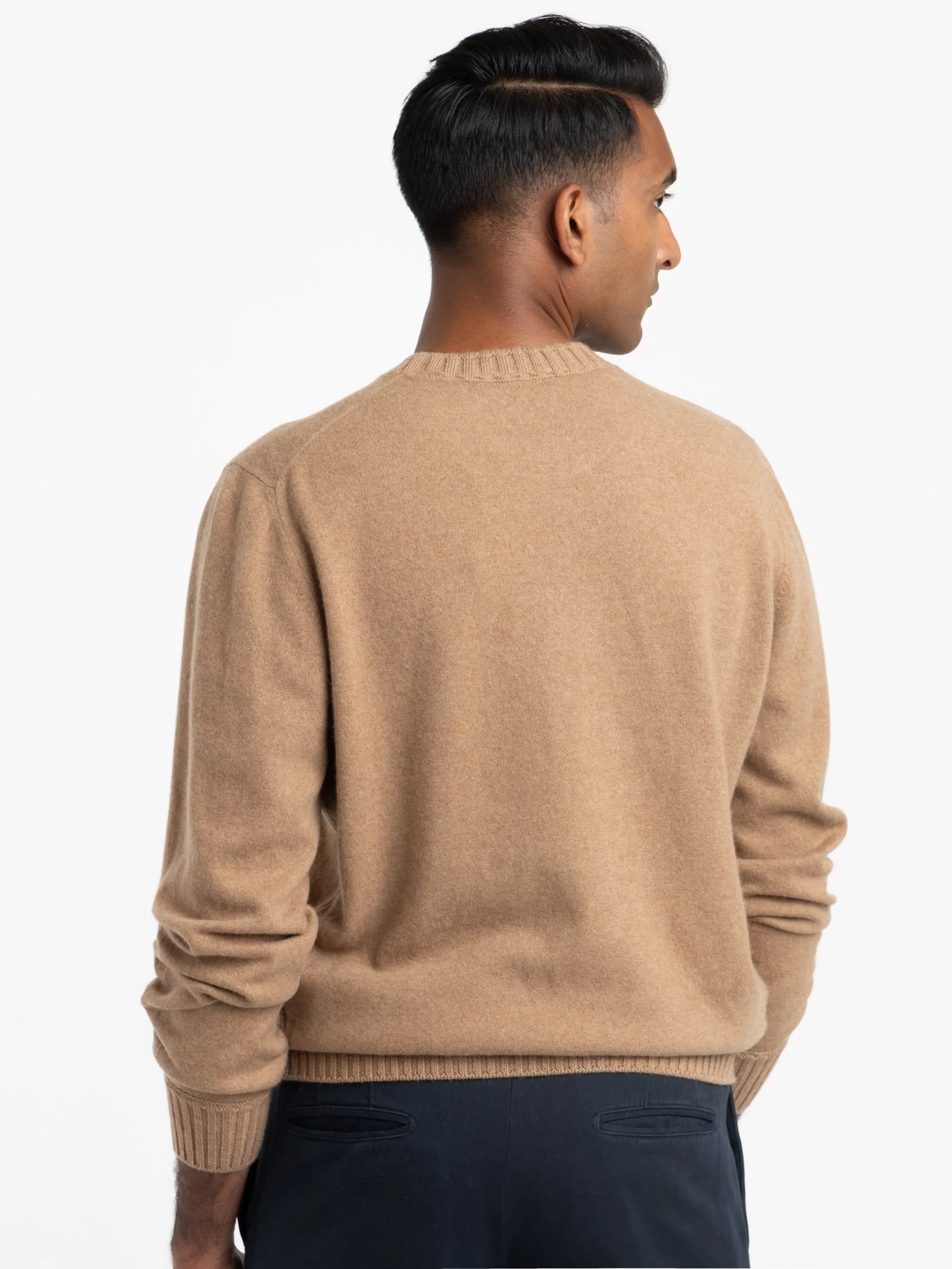 Camel Brown Felt Cashmere Sweater