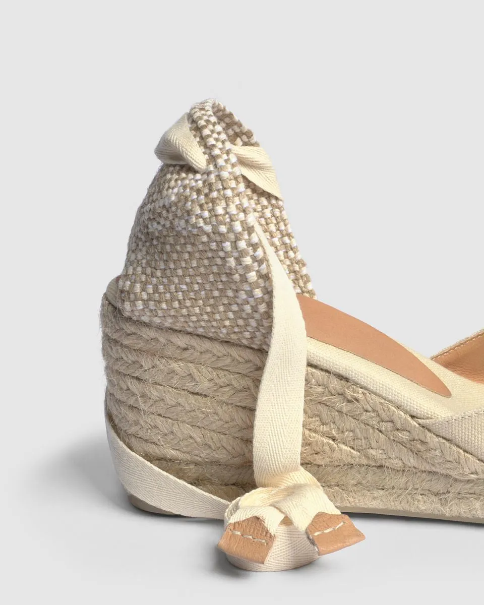 Castaner Carina 6 Ivory Beige Canvas Wedge Espadrilles