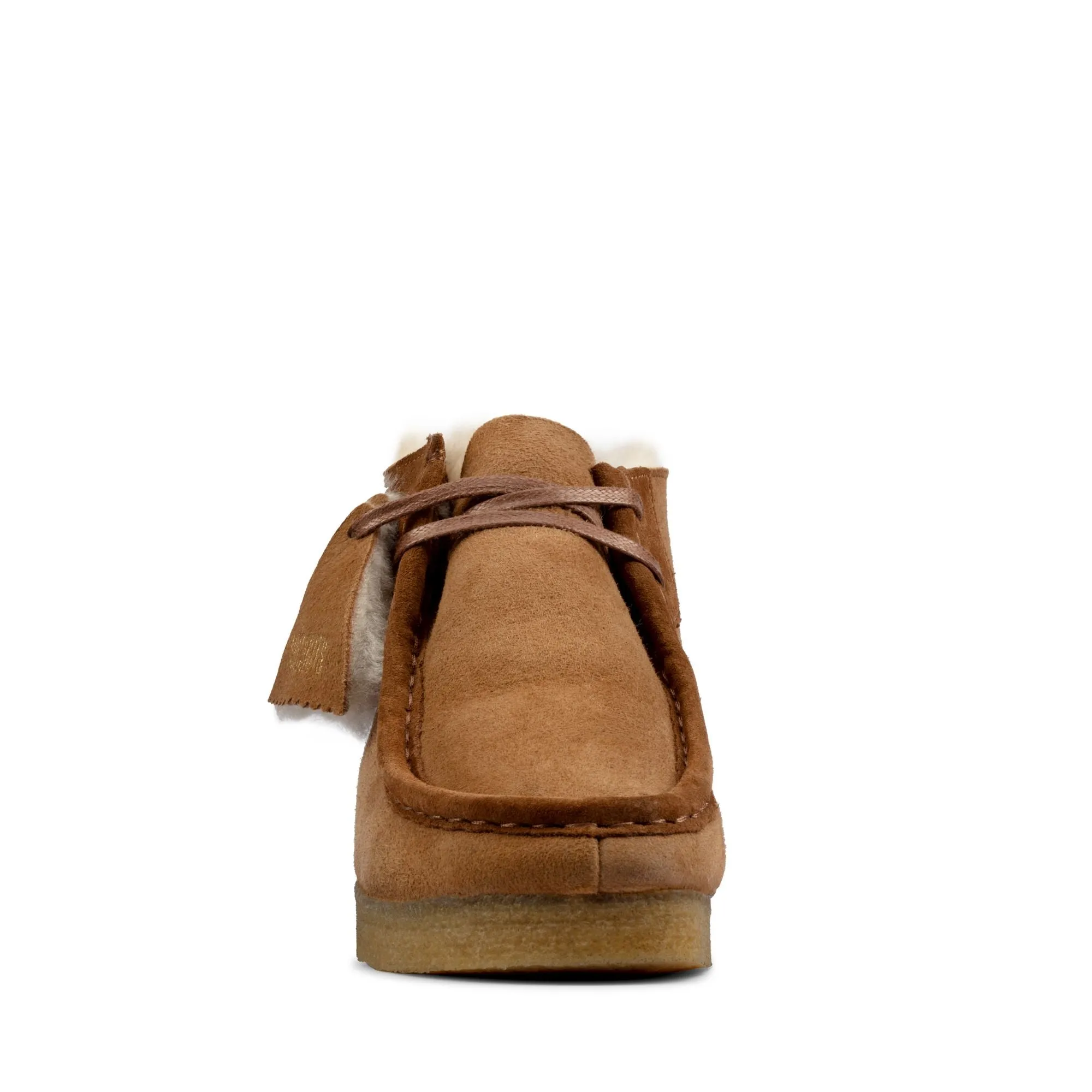 Clarks Women's Shearling Wallabee Boot - Tan with Lined Leather