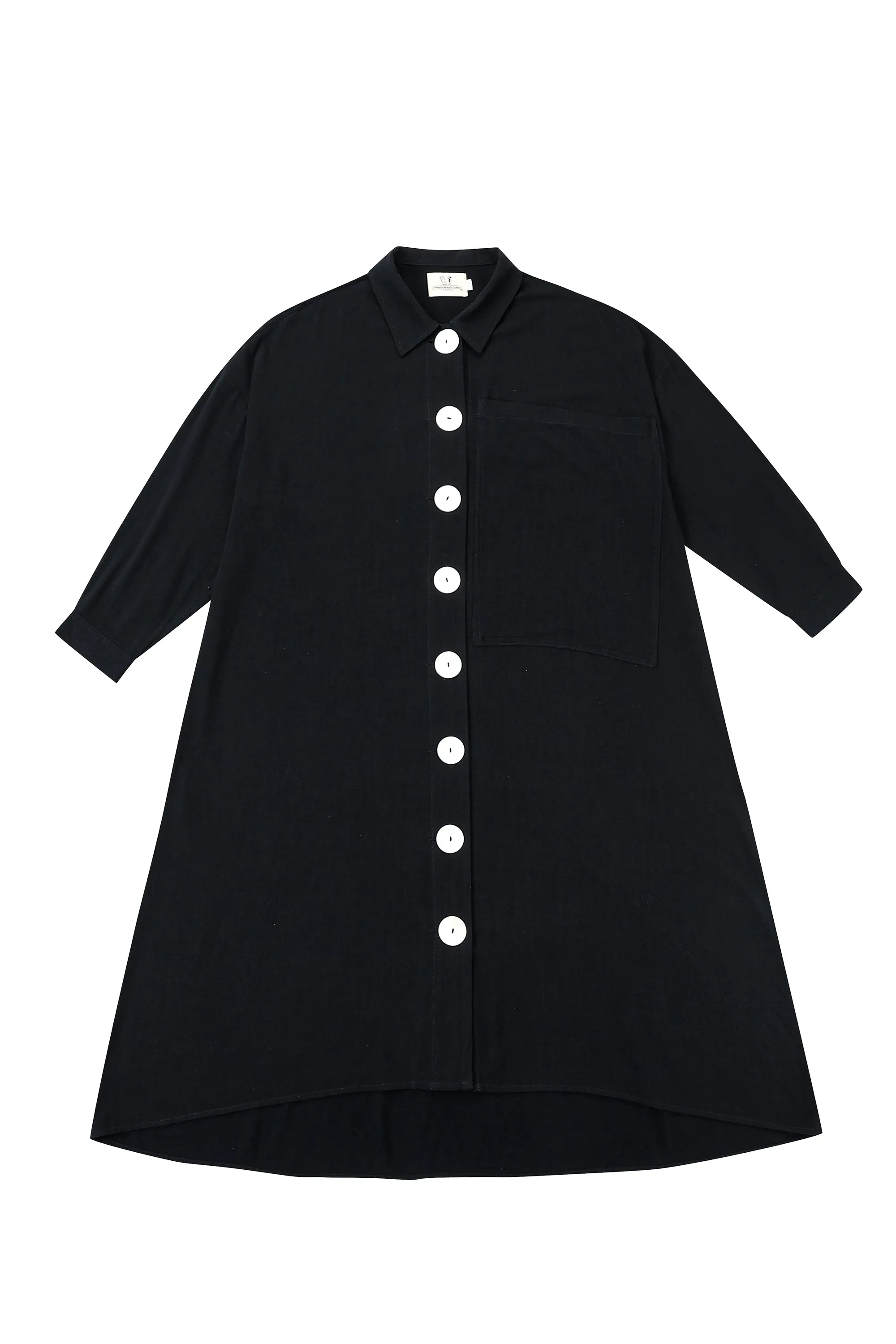 Giant Black Linen Shirt Dress Jacket