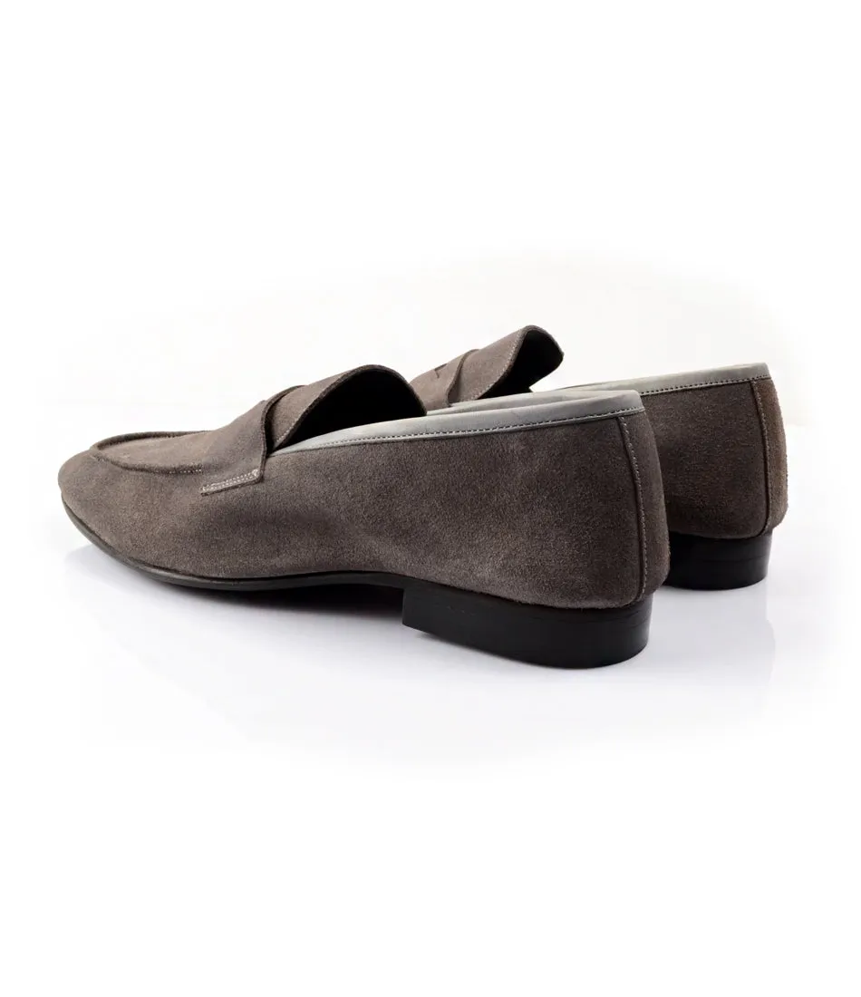 Grey Suede Penny Loafers - Ultra-Flex