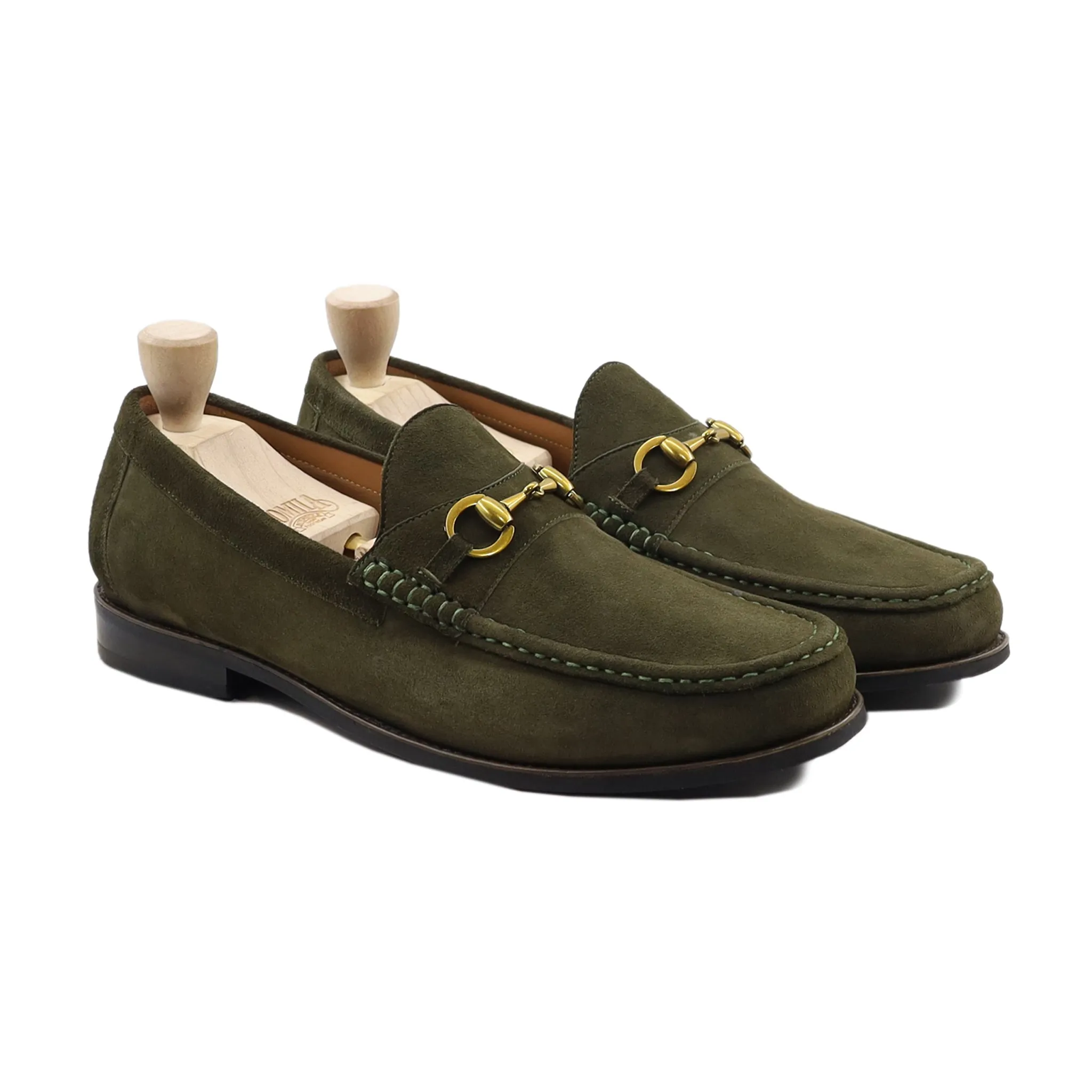 Gulbene - Men's Green Kid Suede Loafer