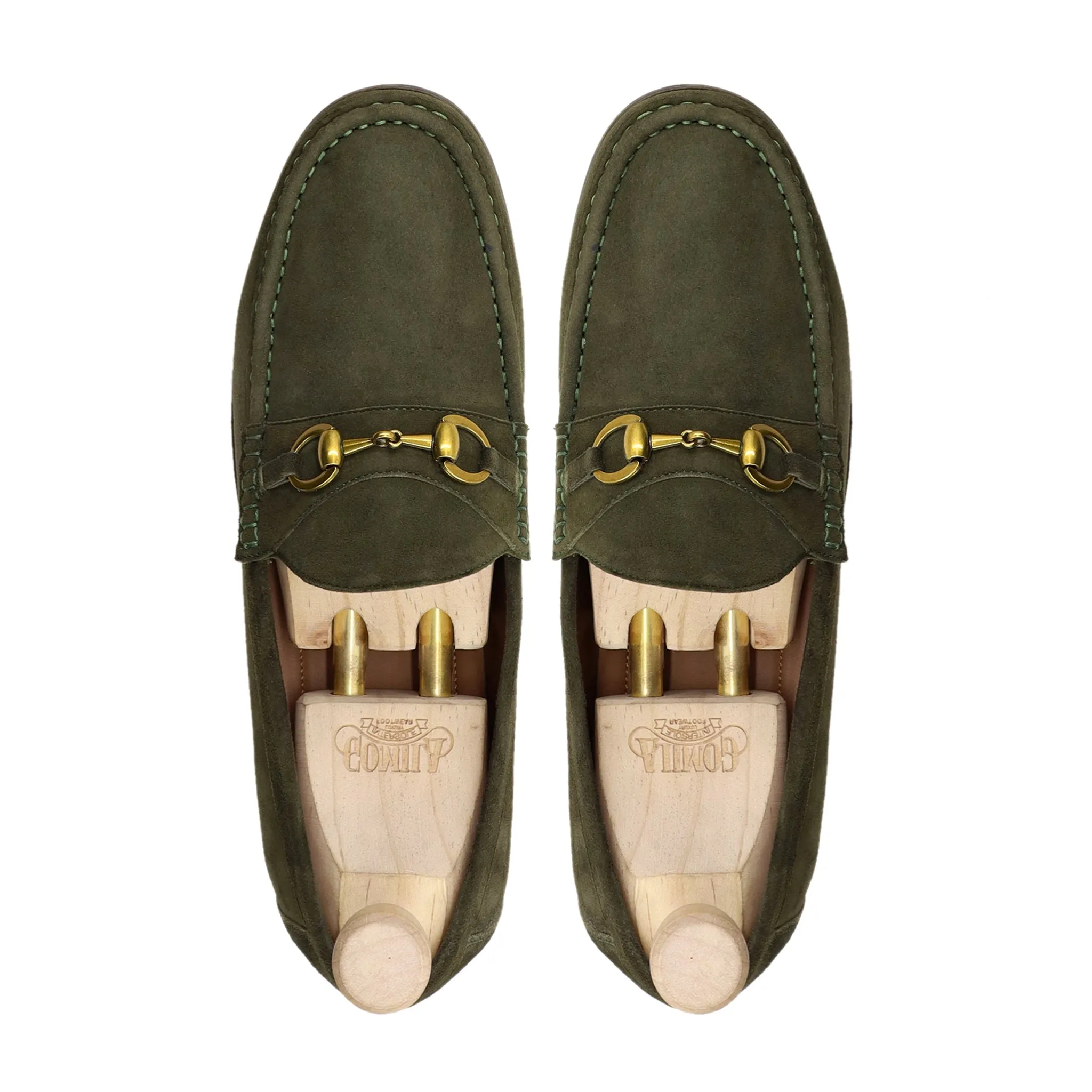 Gulbene - Men's Green Kid Suede Loafer