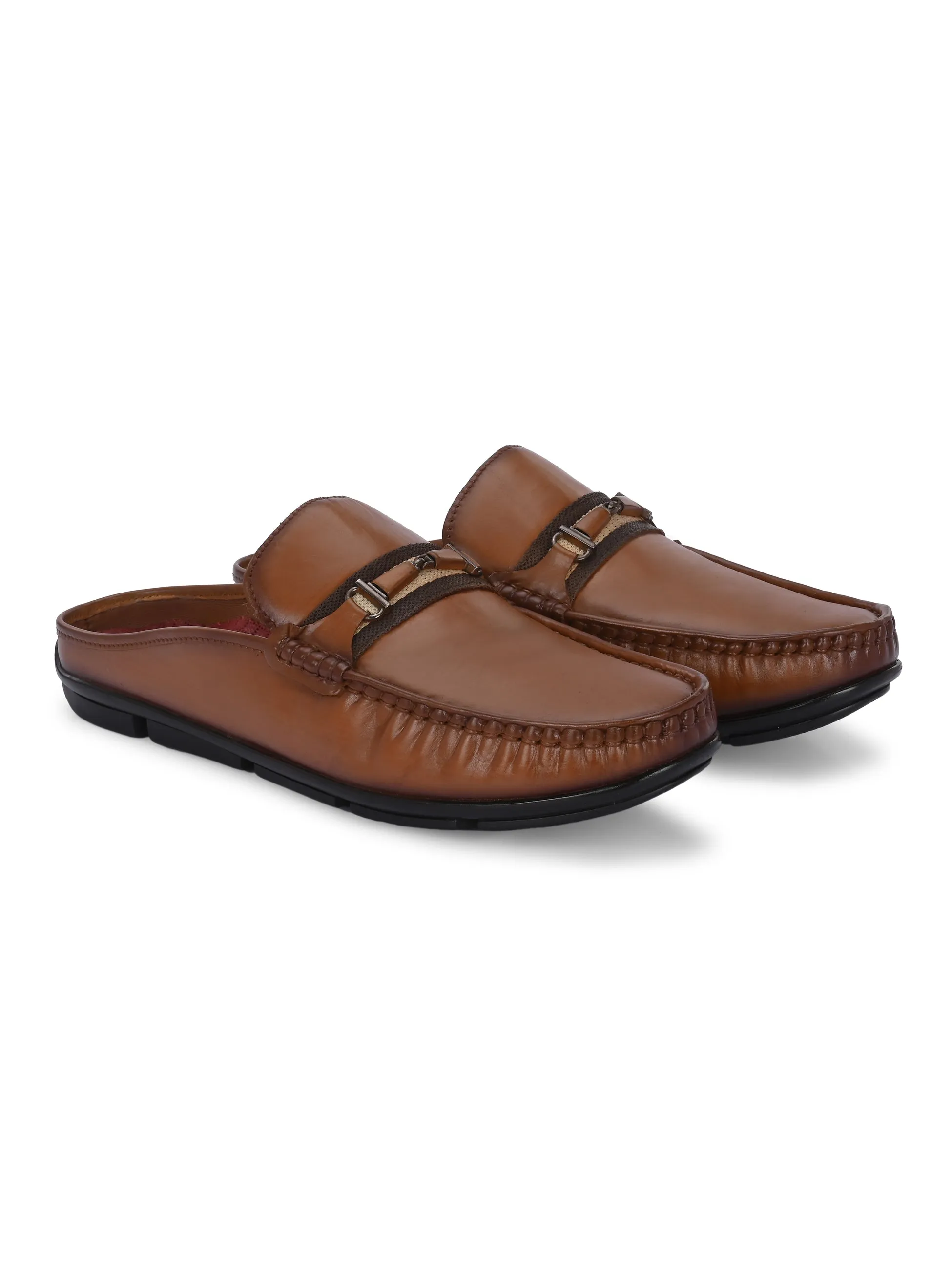 Hitz Men's Tan Leather Casual Loafers