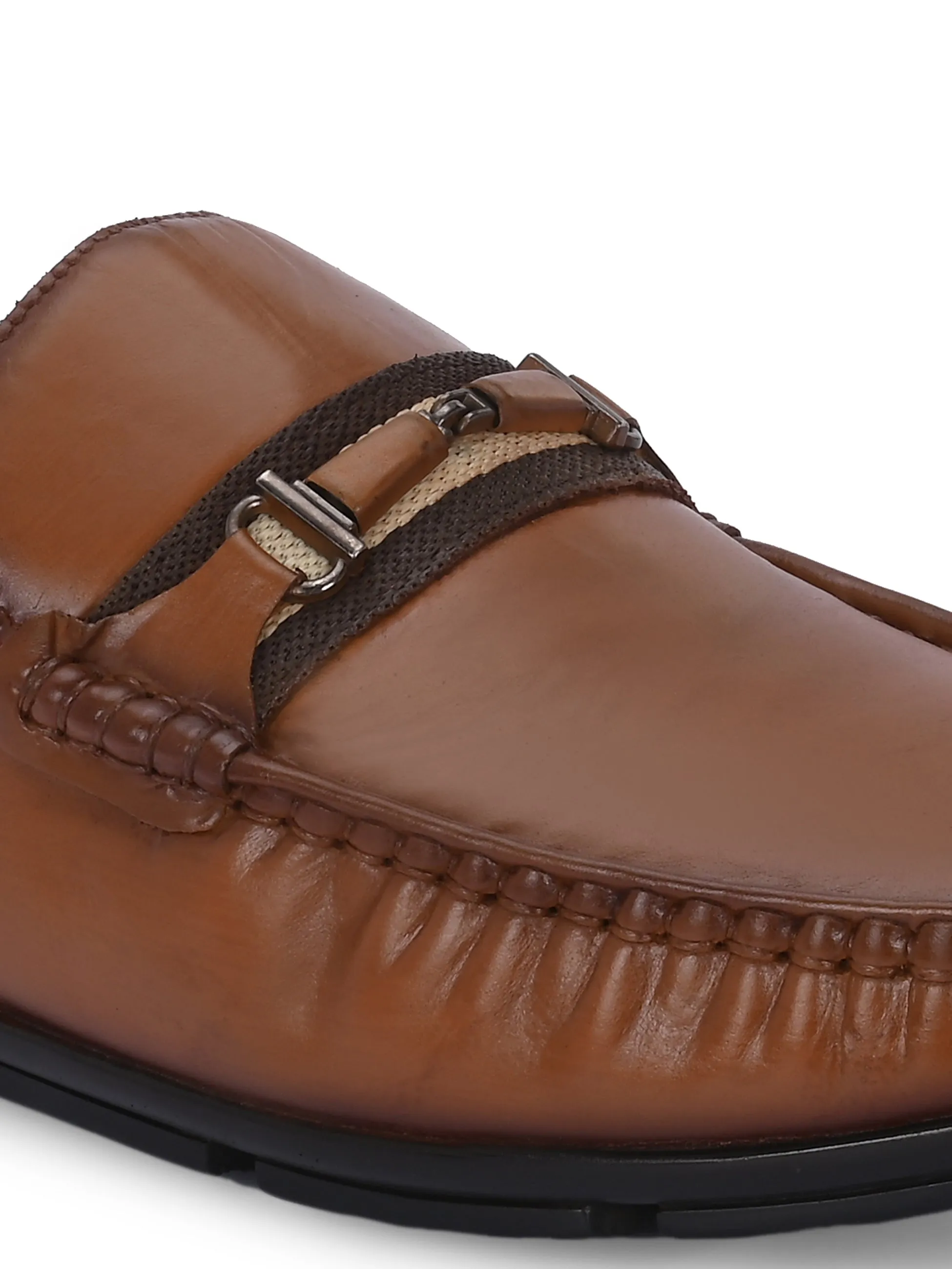 Hitz Men's Tan Leather Casual Loafers