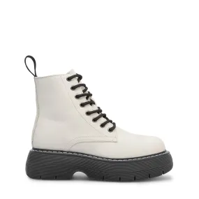 Jane Off White Leather Combat Boots