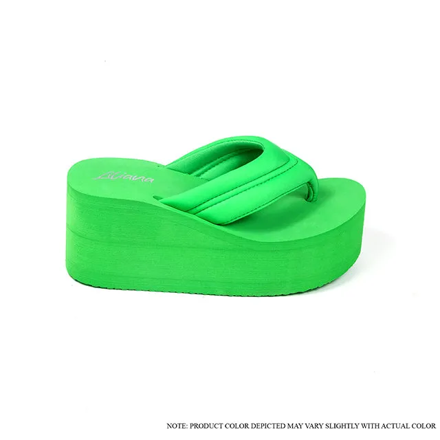 JENSEN-1 Bright Green Flip Flop Sandals