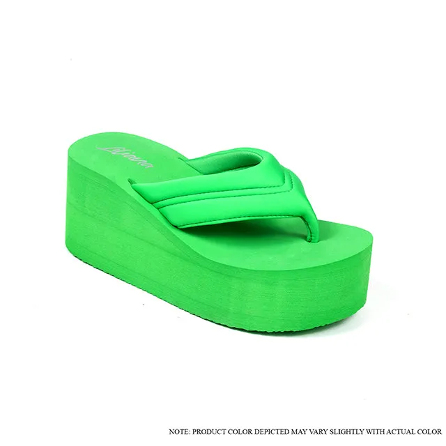 JENSEN-1 Bright Green Flip Flop Sandals