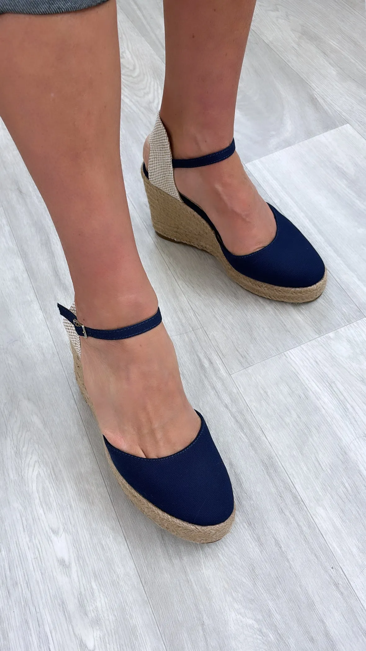 Lilith Navy Wedge Espadrille Sandals