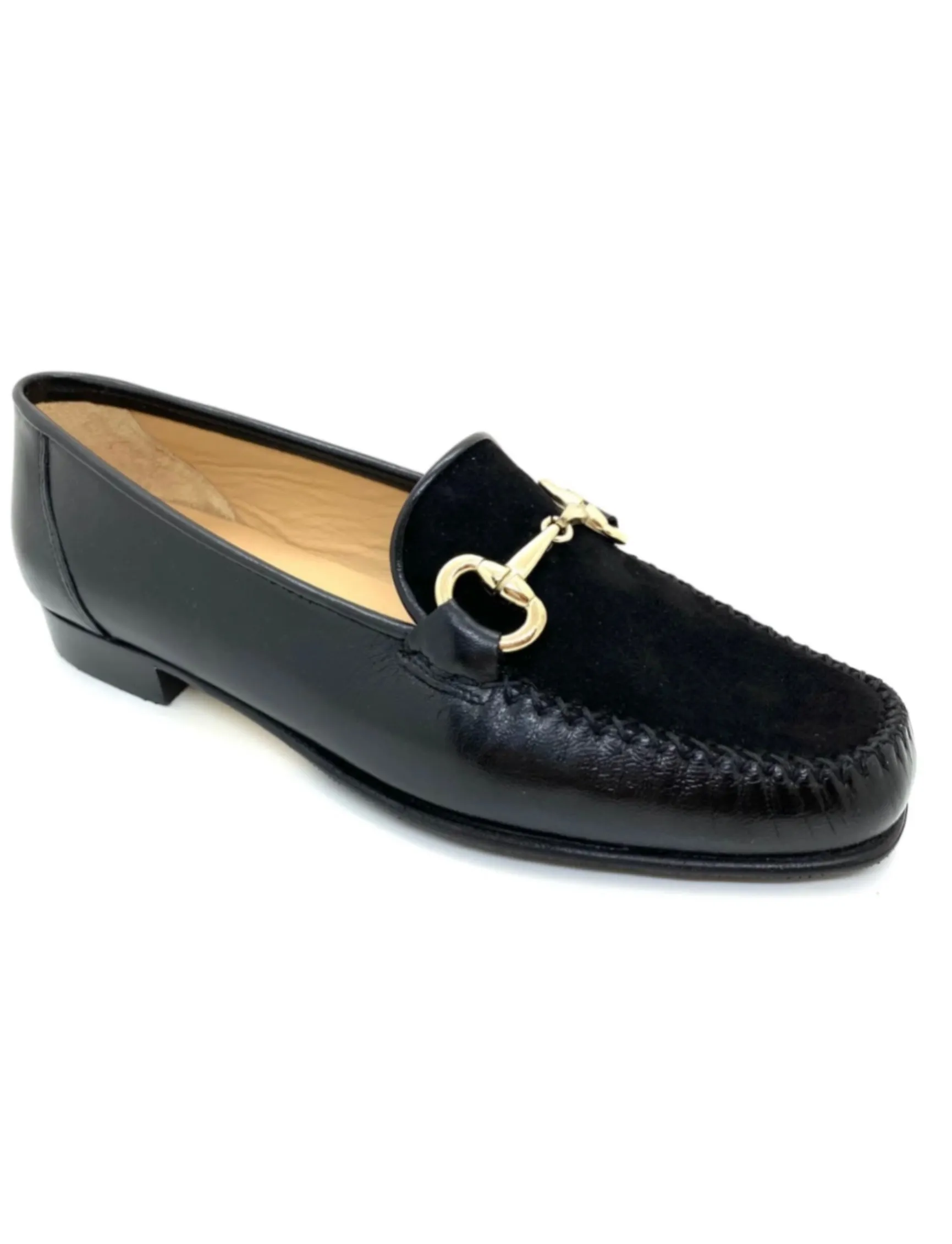 Low Heel Moccasin Loafer With Gold Trim