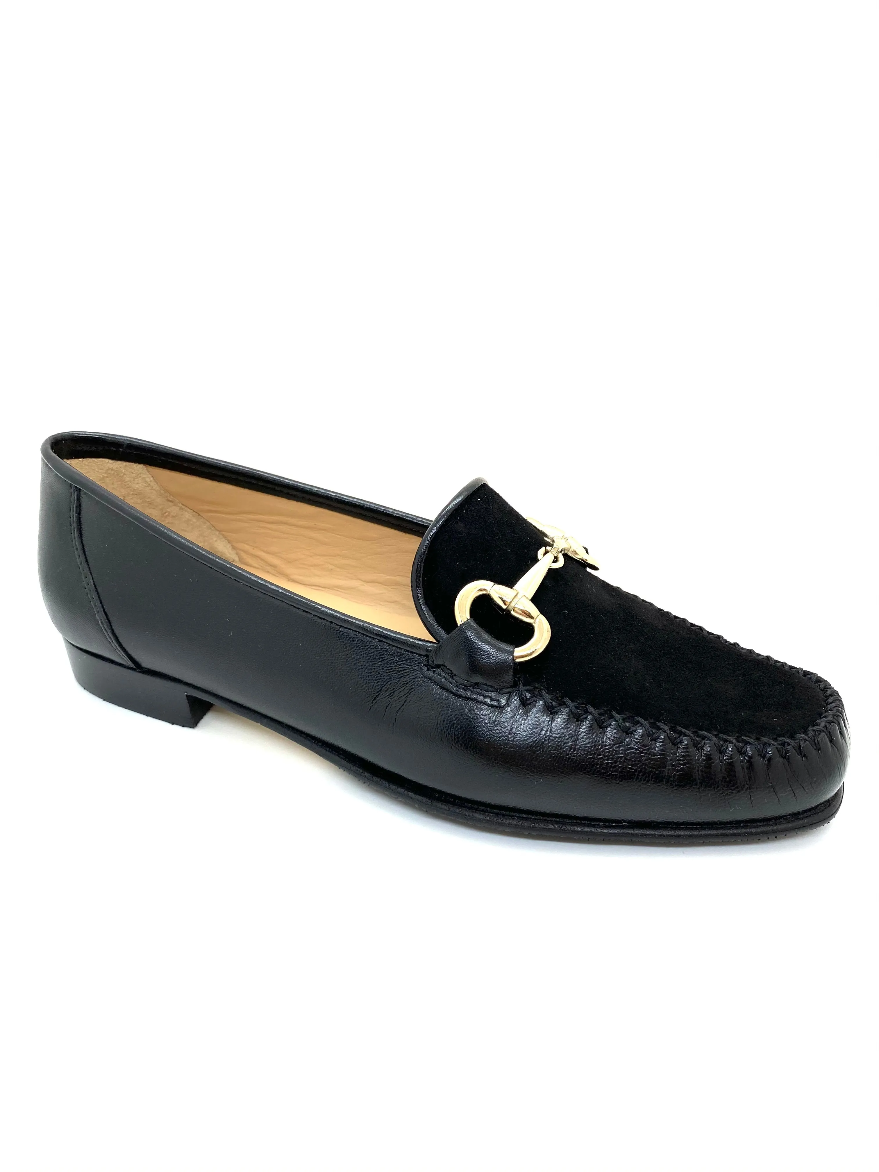 Low Heel Moccasin Loafer With Gold Trim