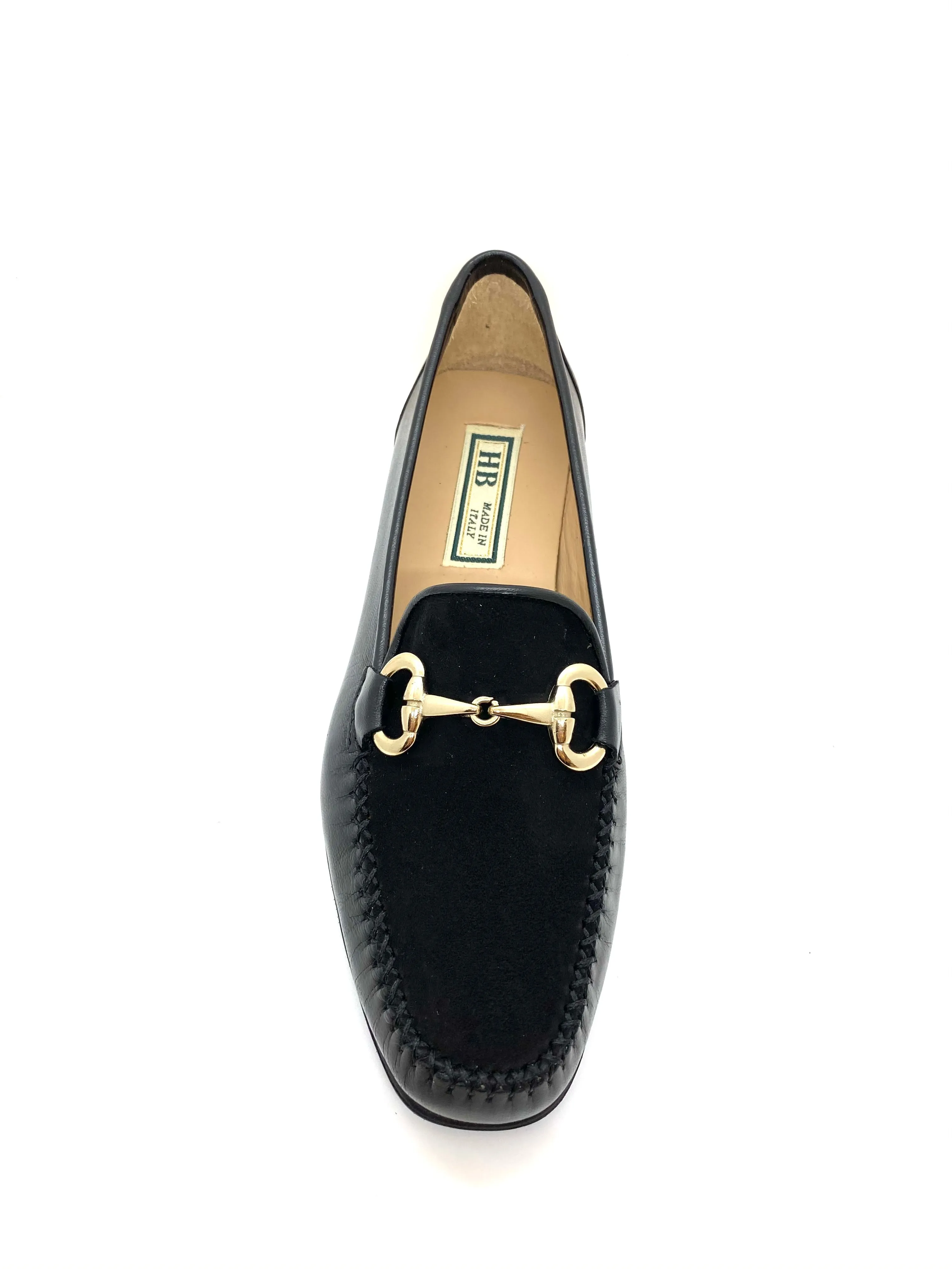 Low Heel Moccasin Loafer With Gold Trim