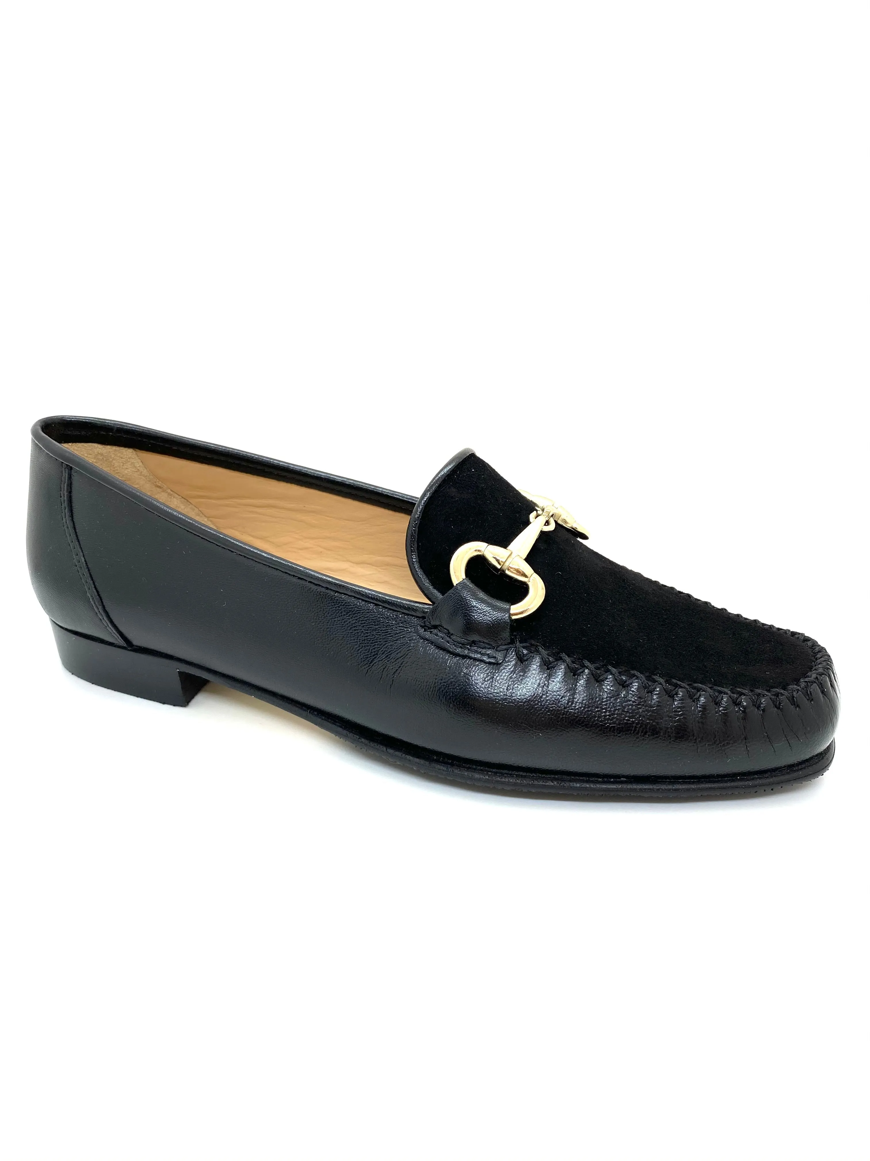 Low Heel Moccasin Loafer With Gold Trim