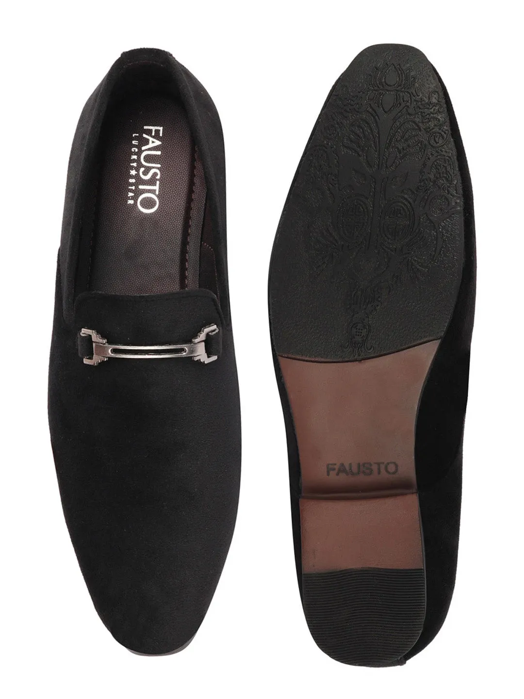 Men Black Casual Velvet Slip-On Loafers