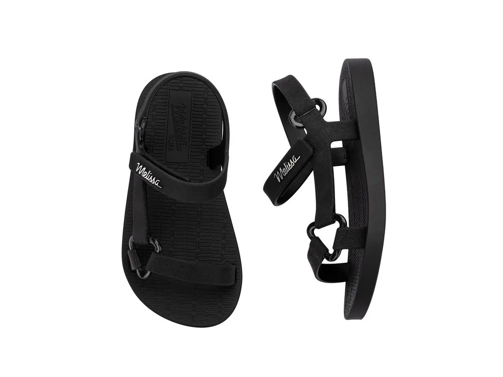 Mini Melissa Sun Downtown Black Flat Sandals For Baby