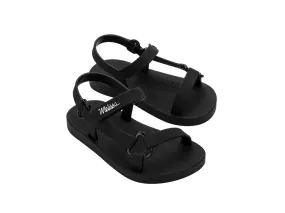 Mini Melissa Sun Downtown Black Flat Sandals For Baby