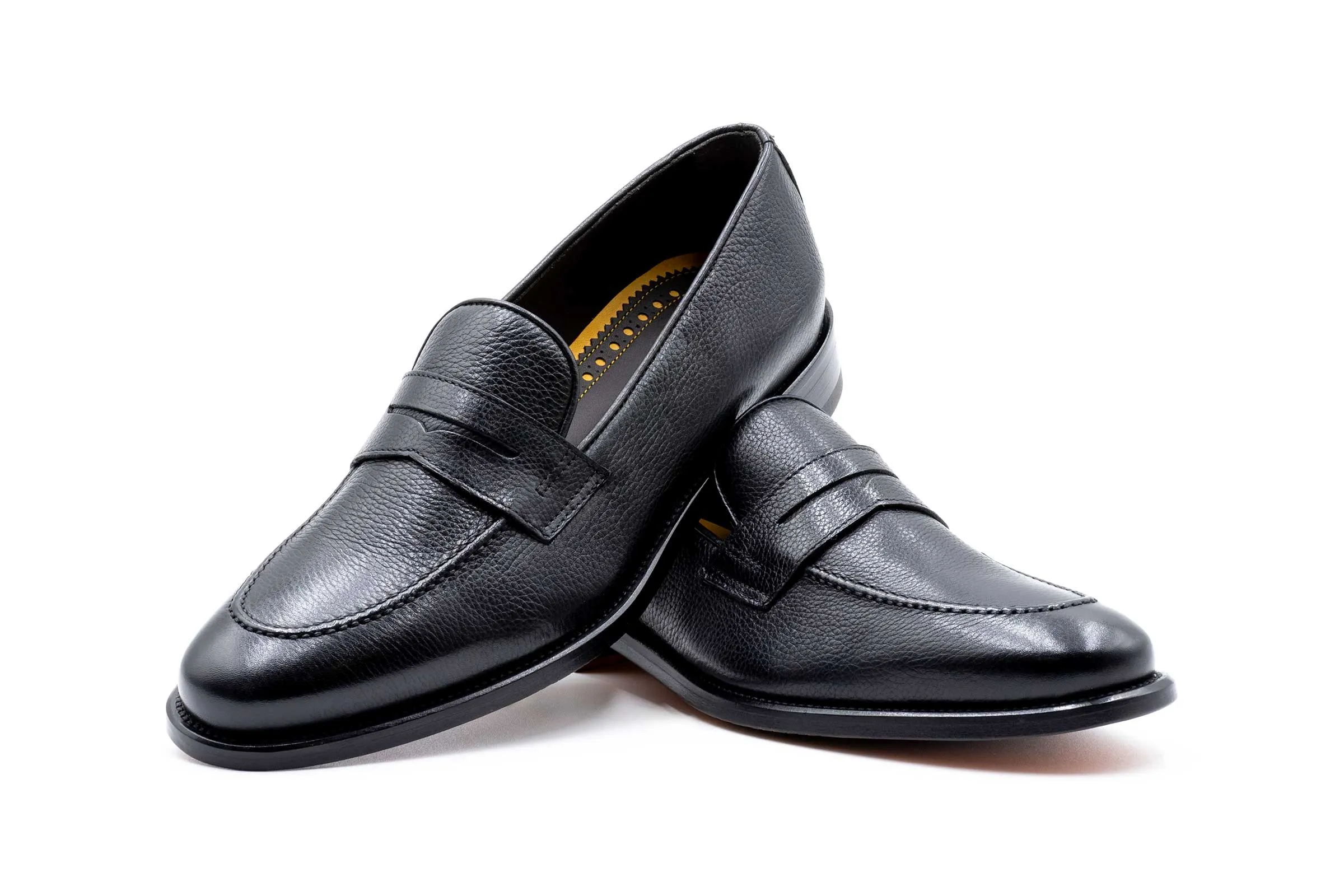 Napoli Italian Calf Leather Penny Loafers - Nero