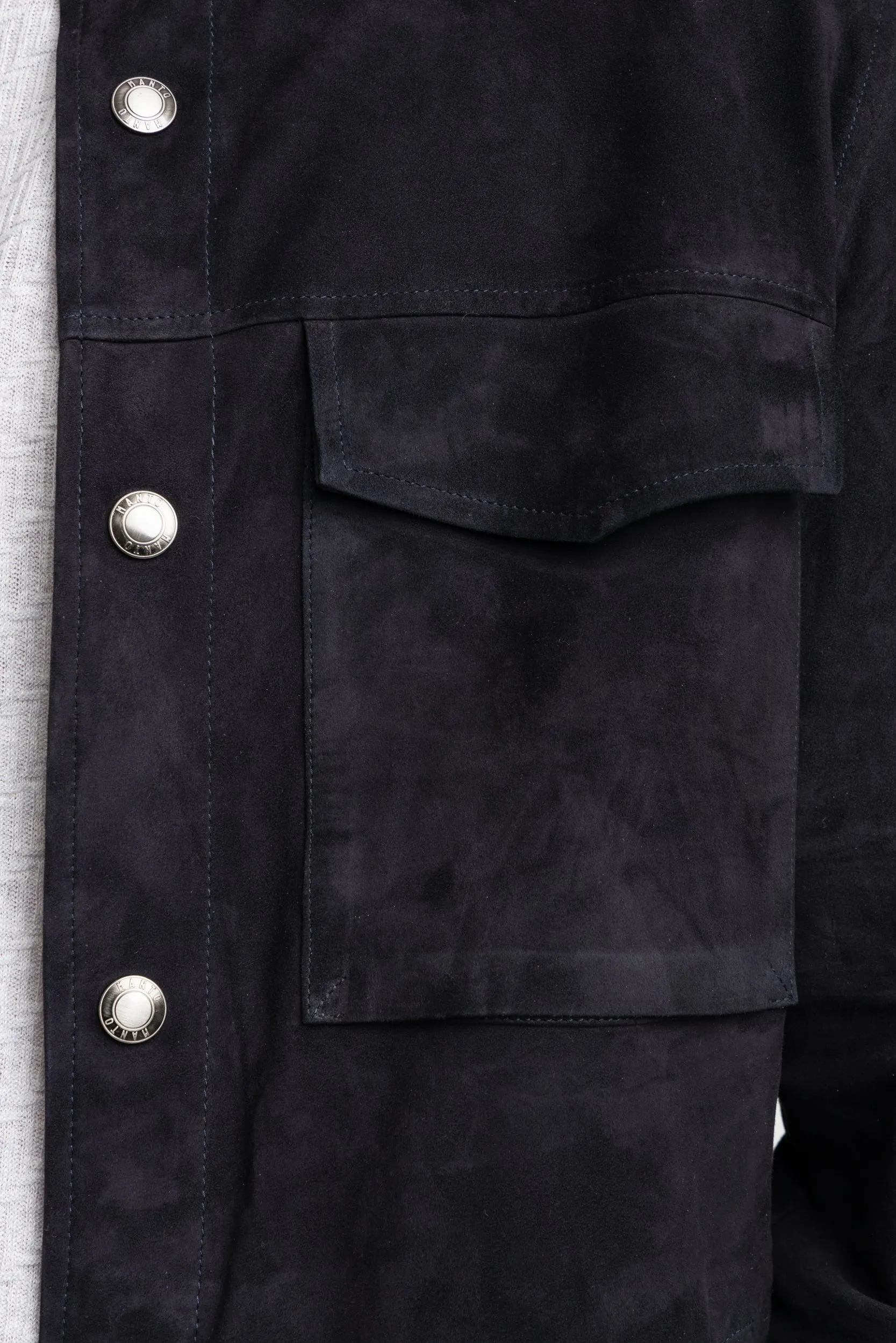 Navy Strozzi Leather Suede Jacket