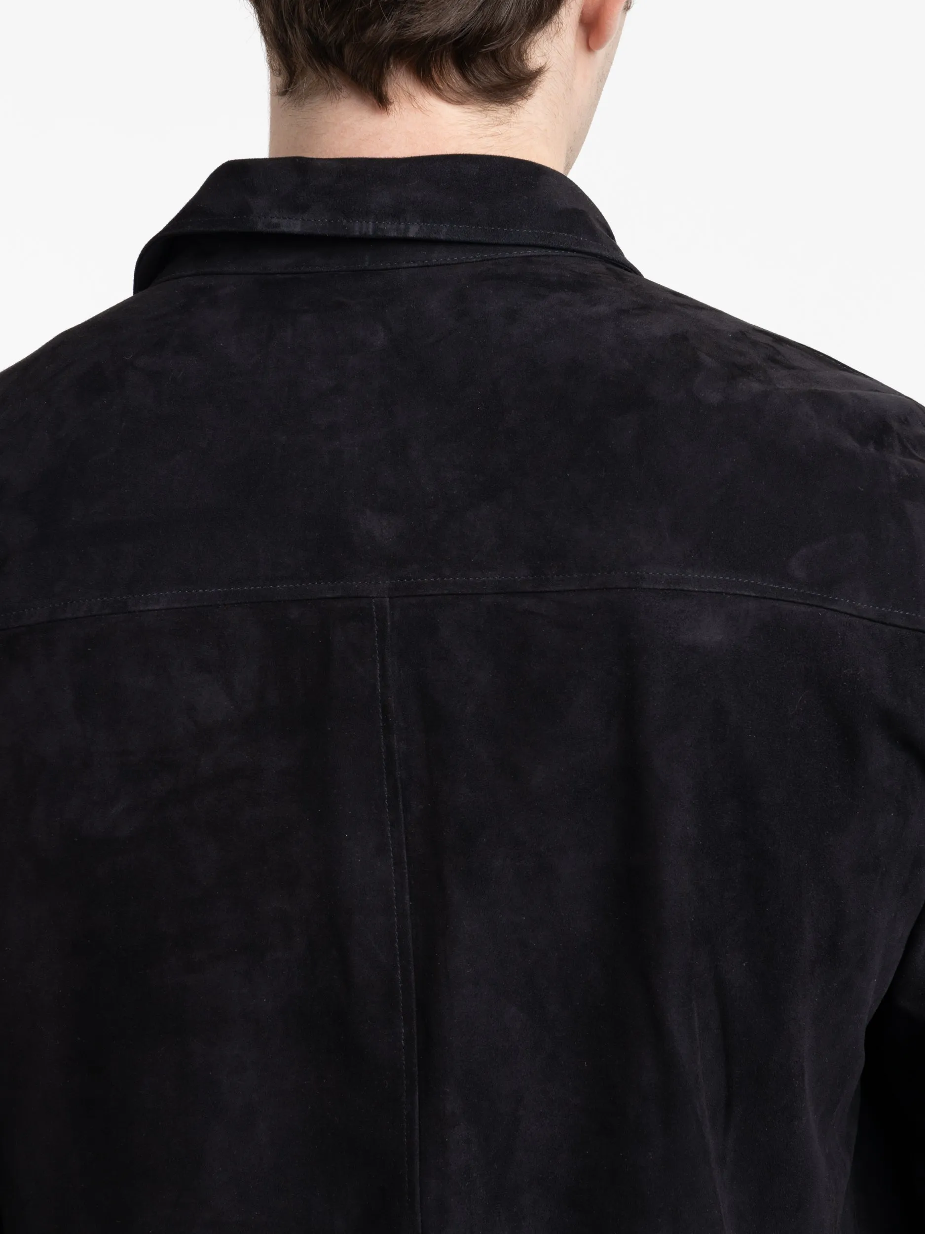 Navy Strozzi Leather Suede Jacket