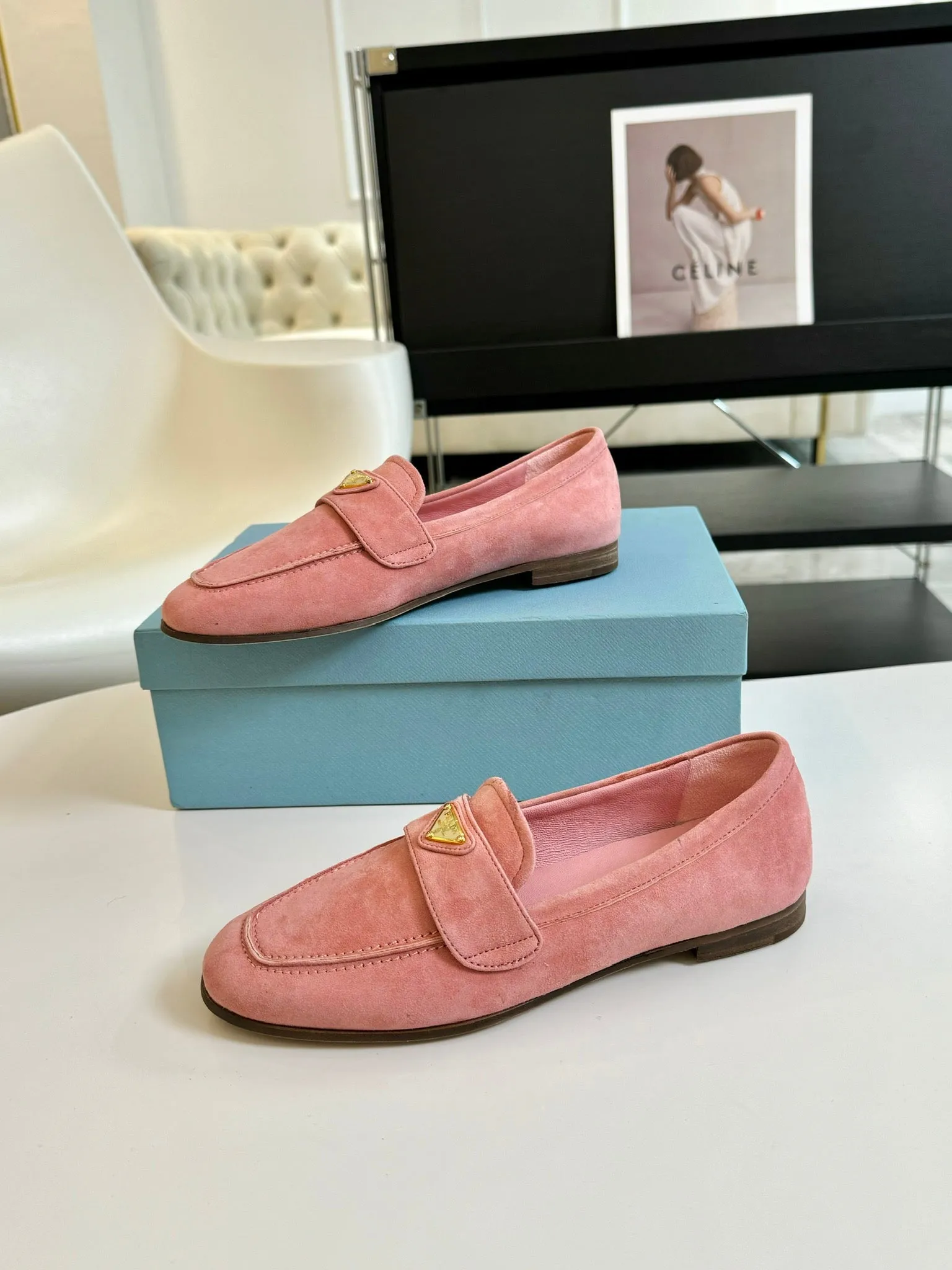 PRA SUEDE LOAFERS ROSE CALFSKIN