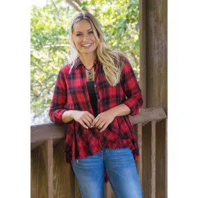 Red Plaid Hi-Low Tunic