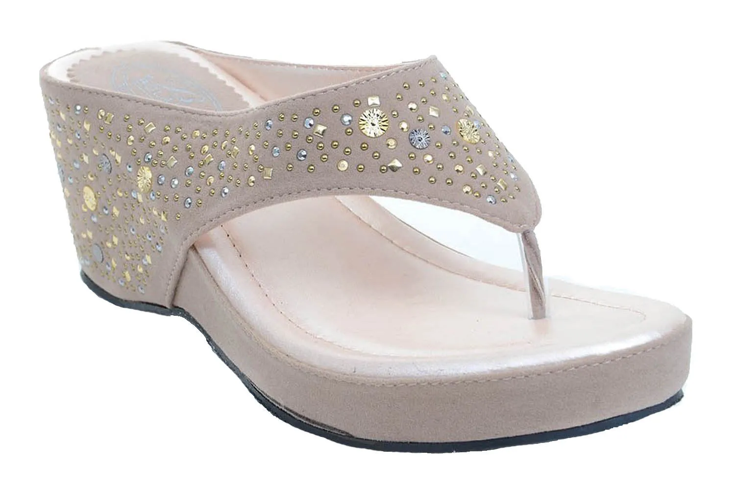 Sequin Faux Suede Wedge Flip Flop Sandal Wedges