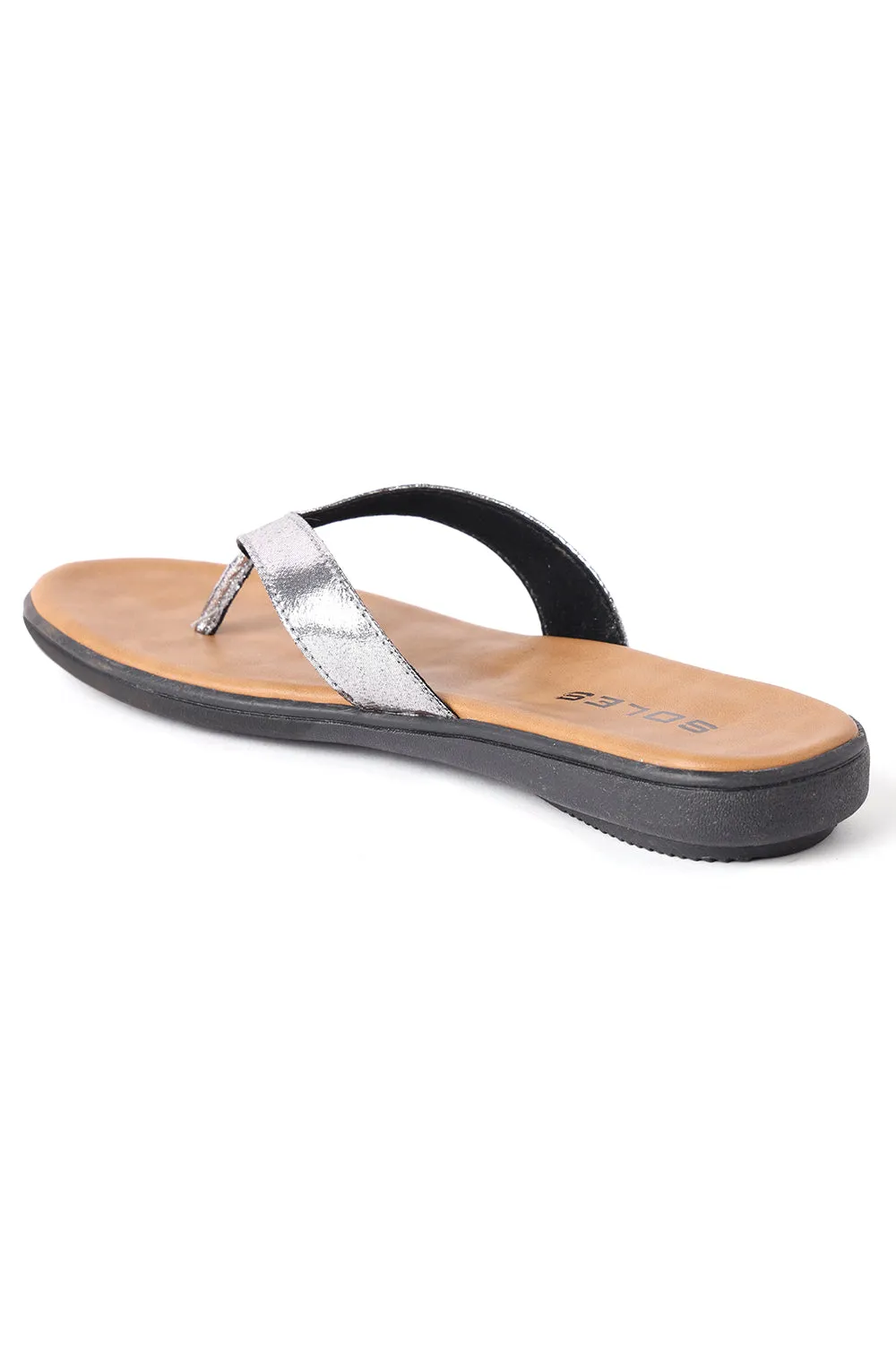 SOLES Shimmering Metallic Flat Sandals - Sparkle with Every Step