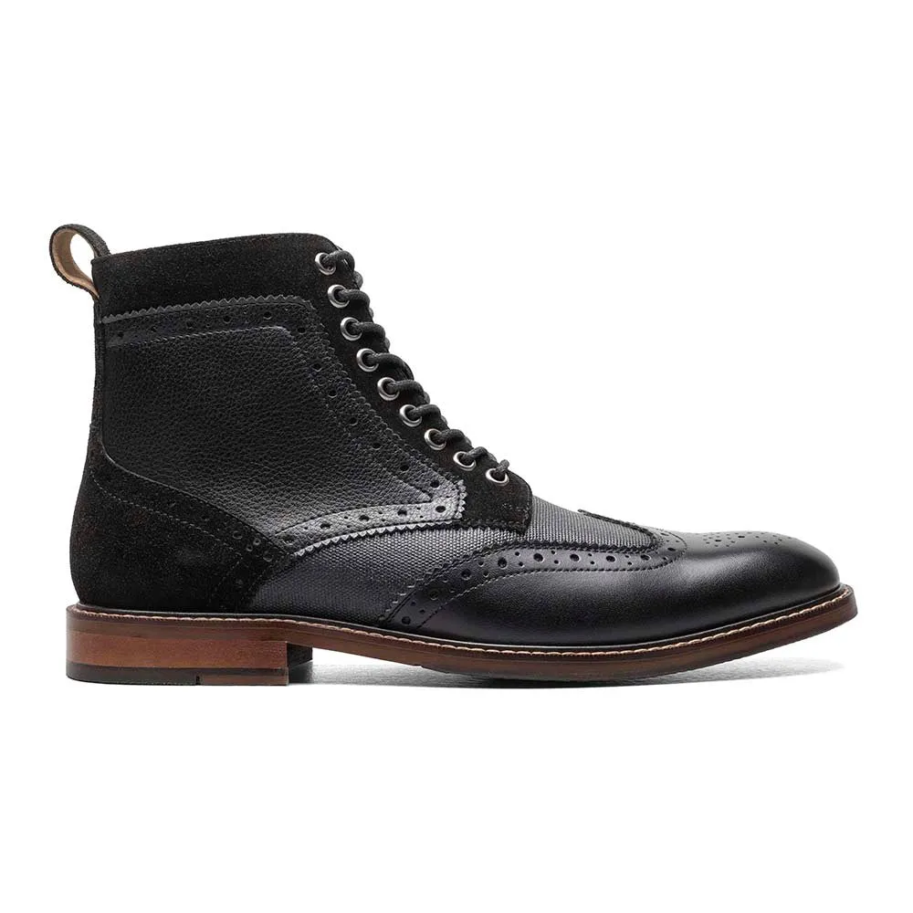 Stacy Adams Black Multi FINNEGAN Wingtip Lace Up Boot