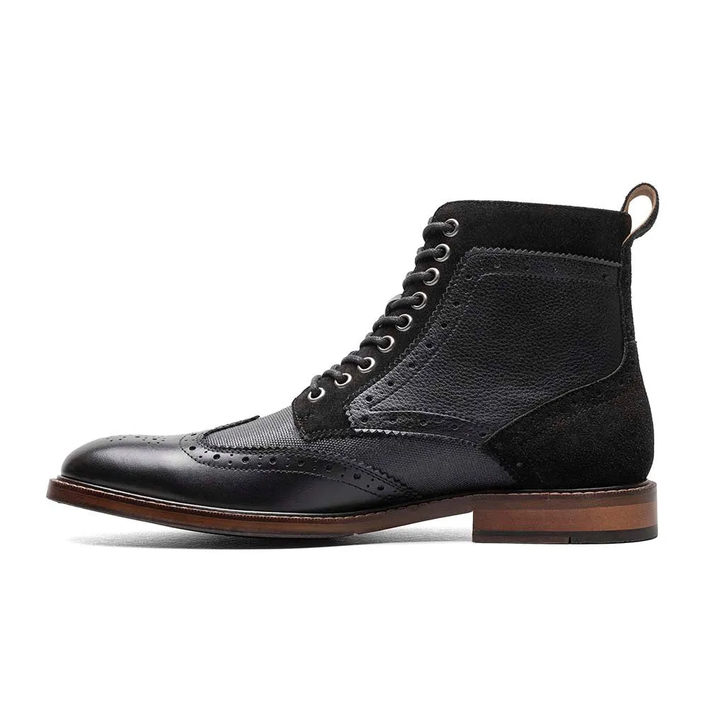 Stacy Adams Black Multi FINNEGAN Wingtip Lace Up Boot