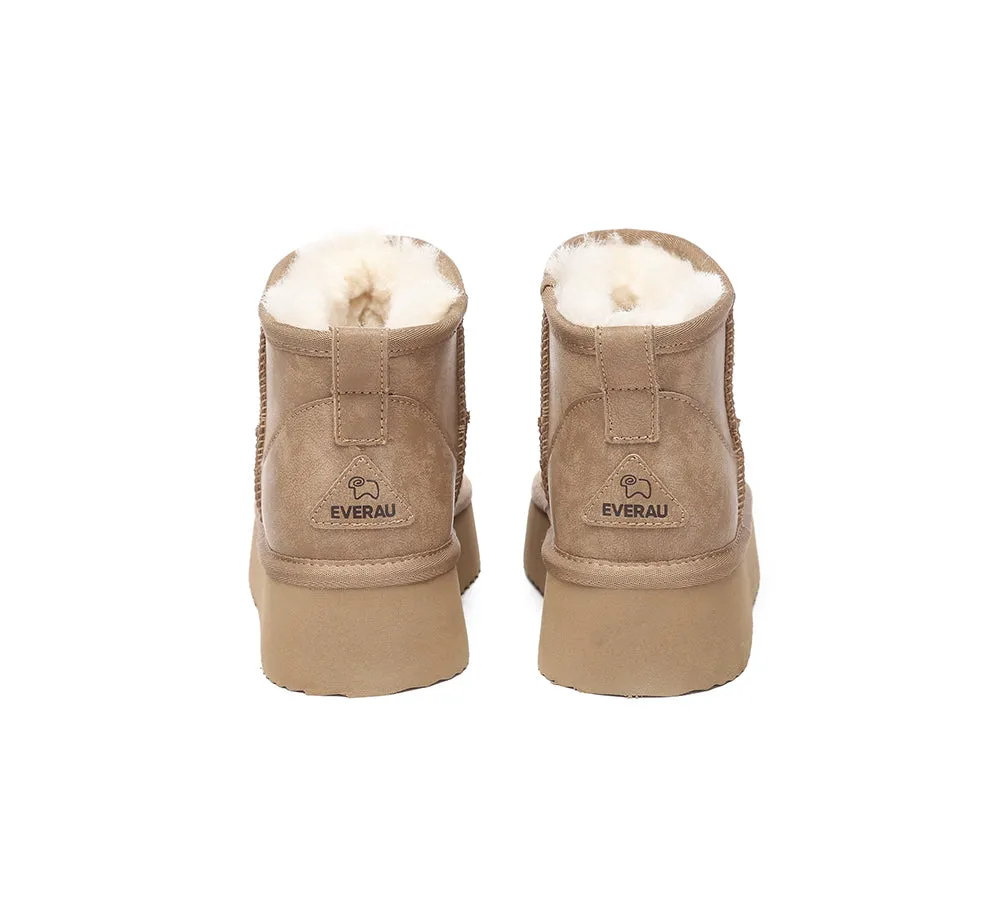 UGG Mini Platform Boots Women Sheepskin Wool Ankle Anti-slip Boots Romi