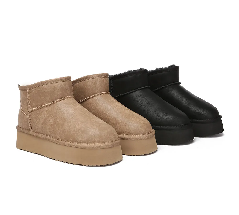 UGG Mini Platform Boots Women Sheepskin Wool Ankle Anti-slip Boots Romi