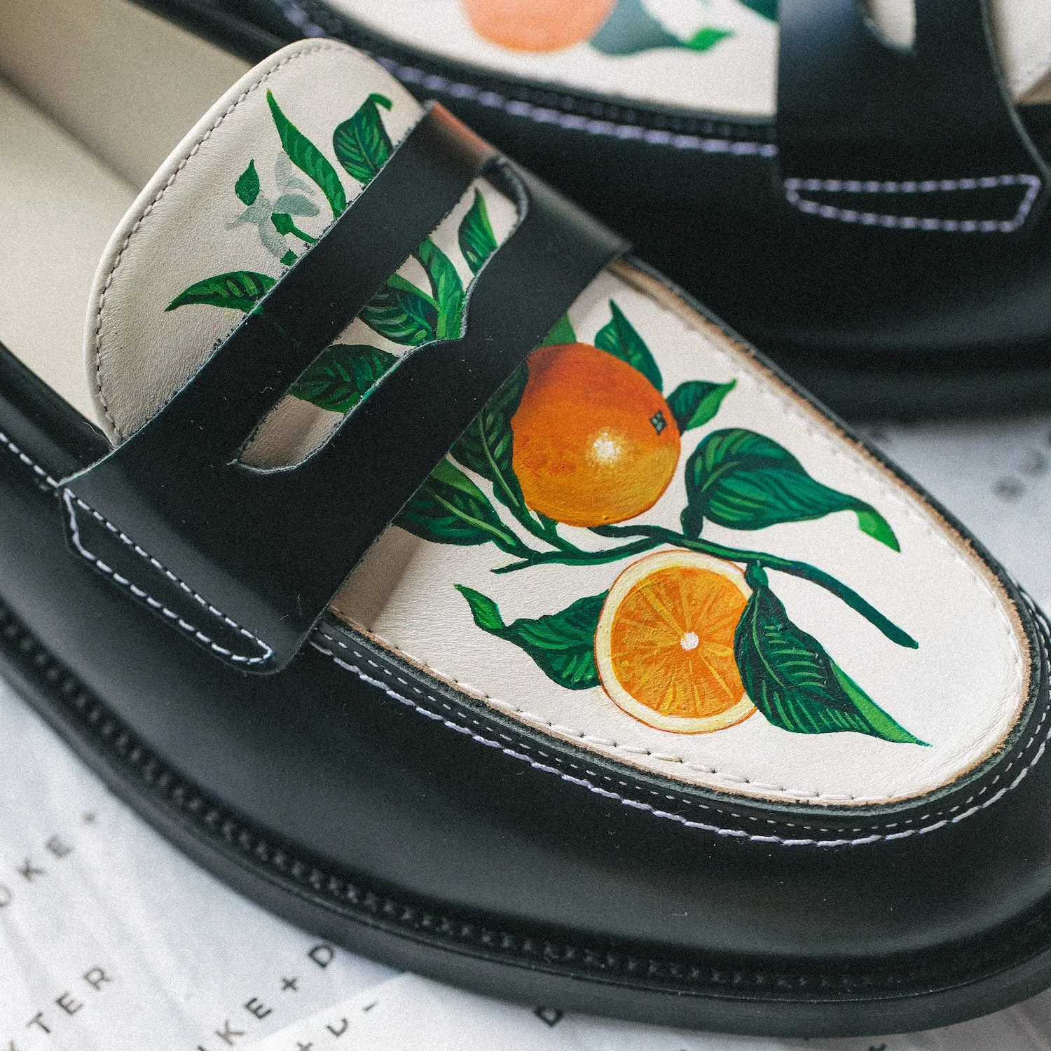 Wilde Hand-Painted Orange Penny Loafer - Men's