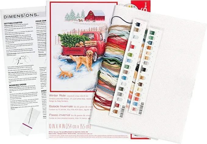 WINTER RIDE, Counted Cross Stitch Kit, 14 count white Aida, DIMENSIONS (70-08971)